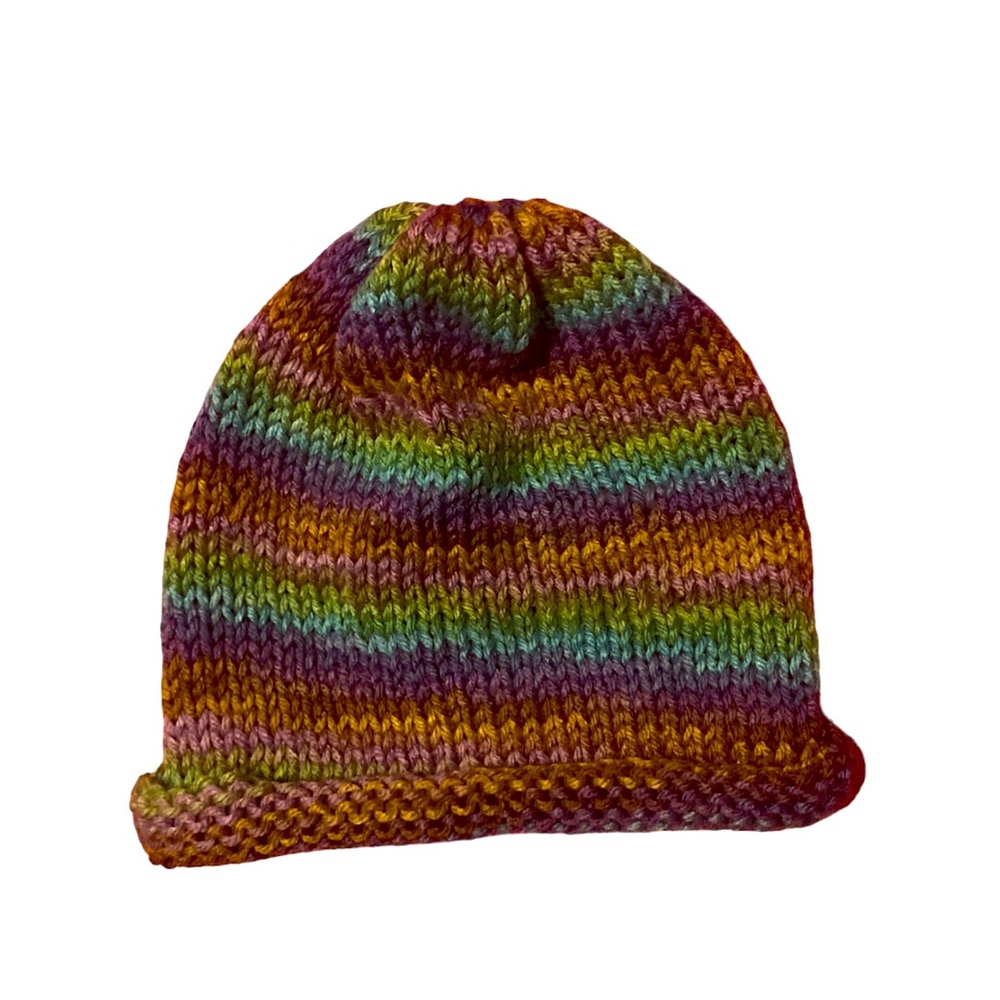 Colorful purple crochet beanie